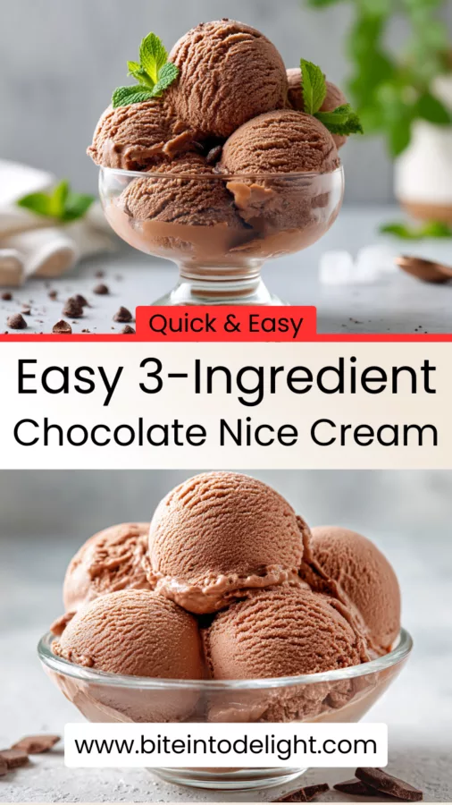 Delicious 3-Ingredient Chocolate Nice Cream in a bowl garnished with chocolate shavings